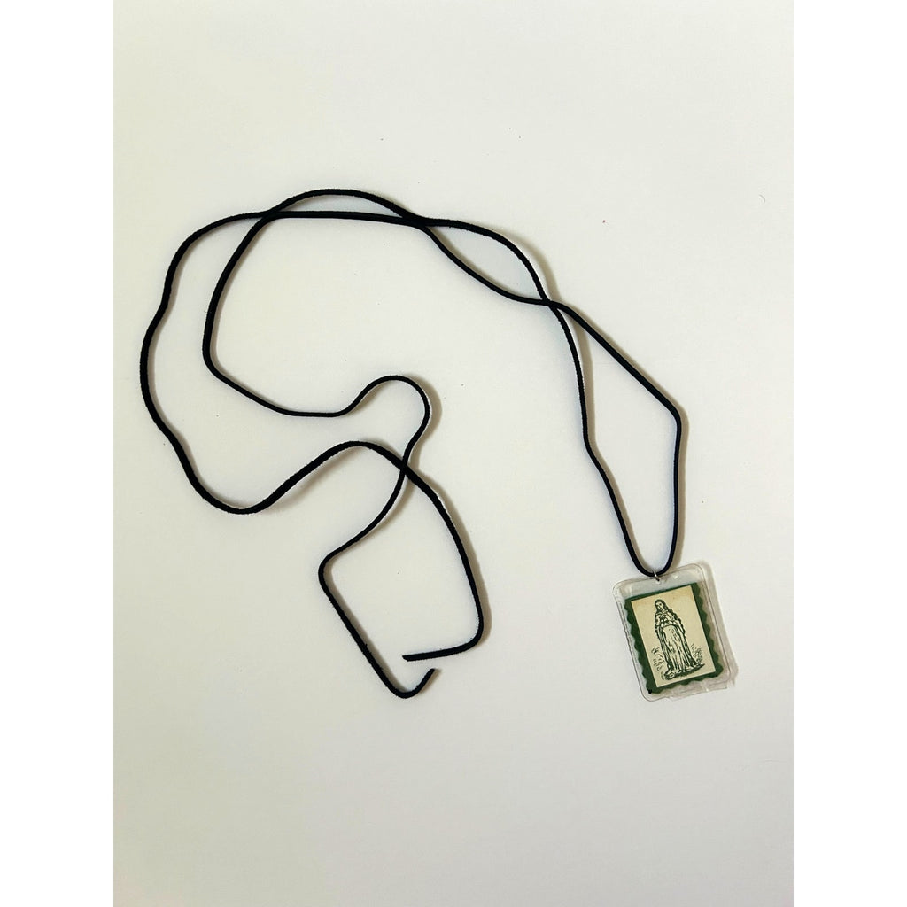 Sacred heart prayer card necklace