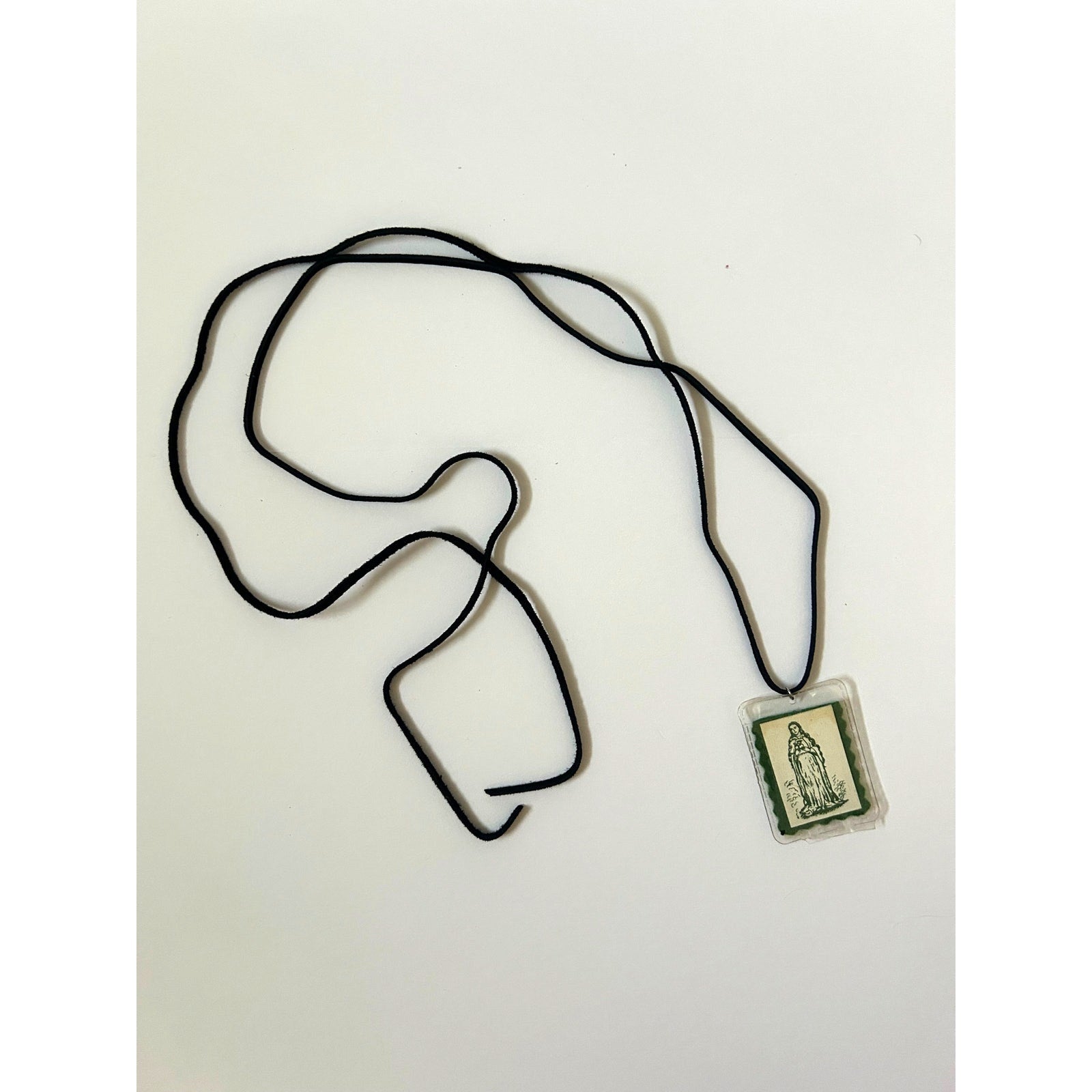 Sacred heart prayer card necklace